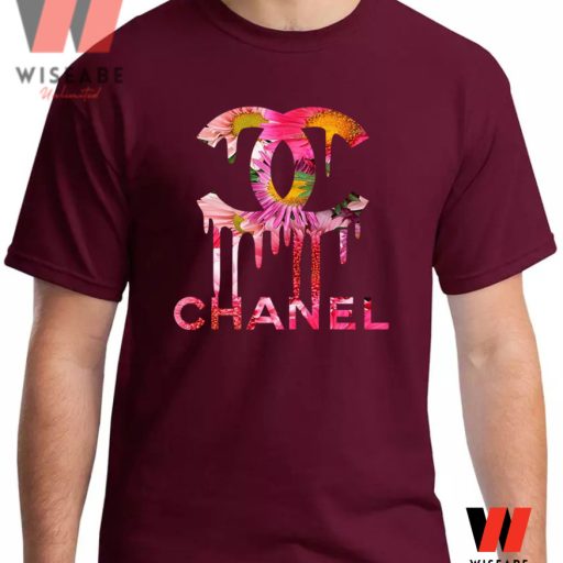 Cheap Floral Dripping Chanel Logo Shirt, Gift For Chanel Girl