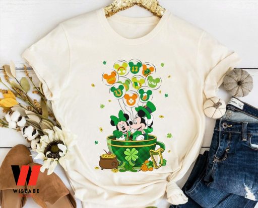 Vinatge Mickey and Minnie Irish Balloon Tea Cup Disney St Patricks Day Shirt, Cheap St Patricks Day Gift