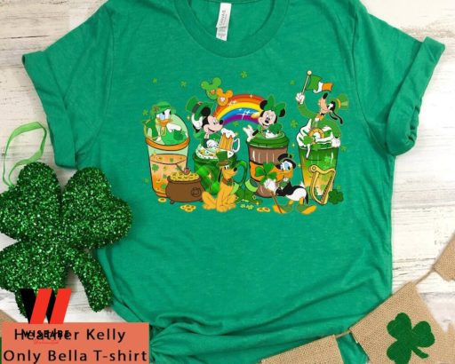 Shamrock Rainbow Mickey Mouse And Friends Coffee Latte Disney St Patricks Day Shirt,  Cheap St Patricks Day Gift