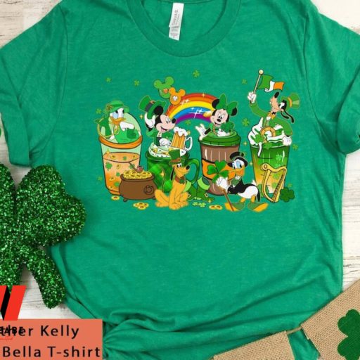 Shamrock Rainbow Mickey Mouse And Friends Coffee Latte Disney St Patricks Day Shirt, Cheap St Patricks Day Gift