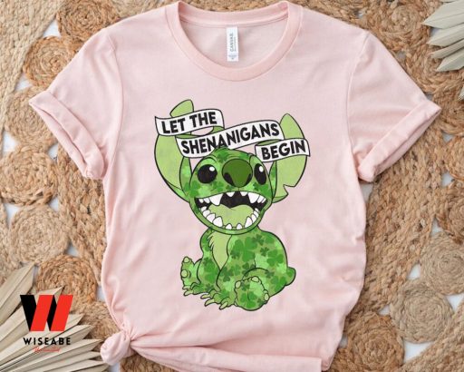 Disney Stitch Let The Shenanigans Begin Irish Shamrock  St Patricks Day Shenanigans Coordinator Shirt, Cheap Saint Patricks Day Gifts