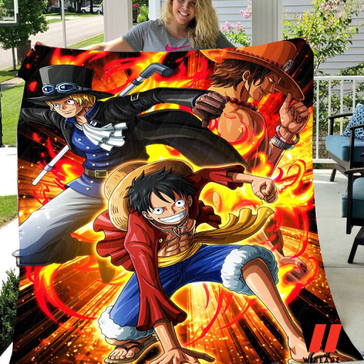 Portgas D Ace Sabo And Luffy One Piece Anime Fleece Blanket