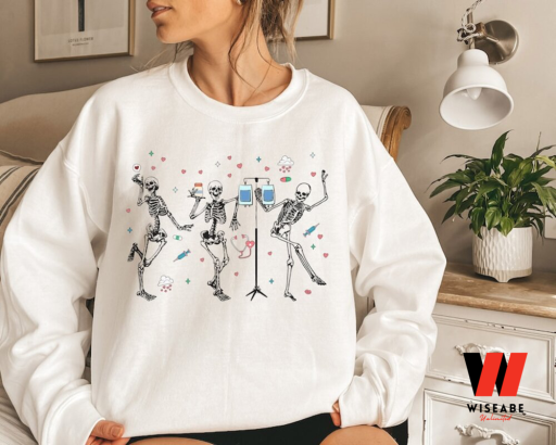 Funny Dancing Skeleton Nurse Valentines Day Sweatshirt, Cheap Valentines Day Gifts