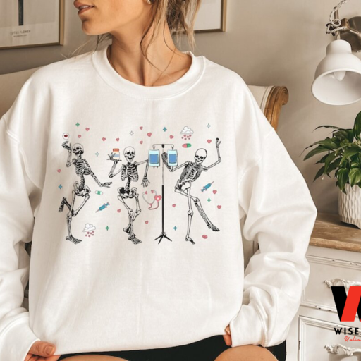 Funny Dancing Skeleton Nurse Valentines Day Sweatshirt, Cheap Valentines Day Gifts