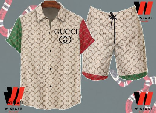 Cheap Red And Green Sleeves Gucci Hawaiian Shirt, Gucci Button Up Shirt