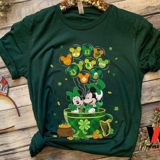 Vinatge Mickey and Minnie Irish Balloon Tea Cup Disney St Patricks Day Shirt, Cheap St Patricks Day Gift