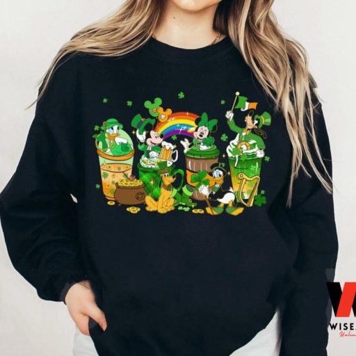 Shamrock Rainbow Mickey Mouse And Friends Coffee Latte Disney St Patricks Day Shirt, Cheap St Patricks Day Gift