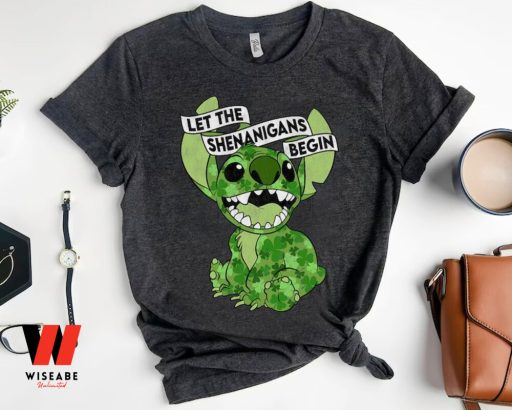 Disney Stitch Let The Shenanigans Begin Irish Shamrock  St Patricks Day Shenanigans Coordinator Shirt, Cheap Saint Patricks Day Gifts