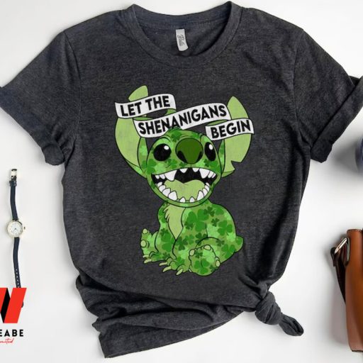 Disney Stitch Let The Shenanigans Begin Irish Shamrock St Patricks Day Shenanigans Coordinator Shirt, Cheap Saint Patricks Day Gifts