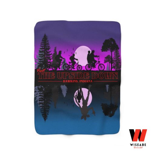 Visit The Upside Down Hawkins Indiana In Purple Sky Stranger Things Blanket, Stranger Things Presents