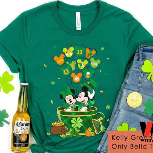 Vinatge Mickey and Minnie Irish Balloon Tea Cup Disney St Patricks Day Shirt, Cheap St Patricks Day Gift