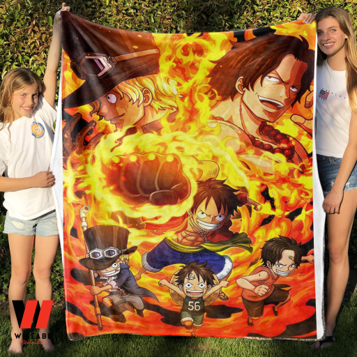 Cute One Piece ACE Sabo And Luffy On Fire Blanket, One Piece Merchandise