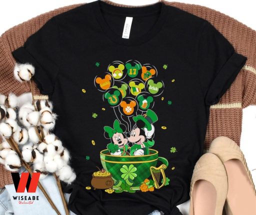 Vinatge Mickey and Minnie Irish Balloon Tea Cup Disney St Patricks Day Shirt, Cheap St Patricks Day Gift