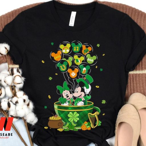 Vinatge Mickey and Minnie Irish Balloon Tea Cup Disney St Patricks Day Shirt, Cheap St Patricks Day Gift