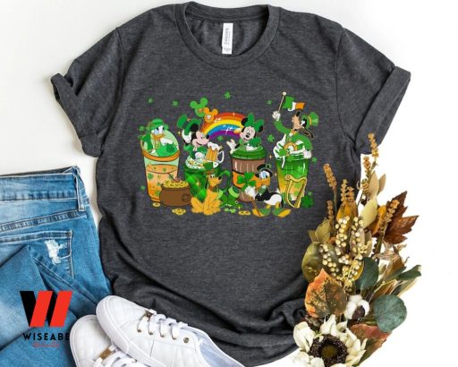 Shamrock Rainbow Mickey Mouse And Friends Coffee Latte Disney St Patricks Day Shirt,  Cheap St Patricks Day Gift