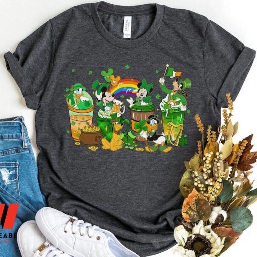 Shamrock Rainbow Mickey Mouse And Friends Coffee Latte Disney St Patricks Day Shirt, Cheap St Patricks Day Gift