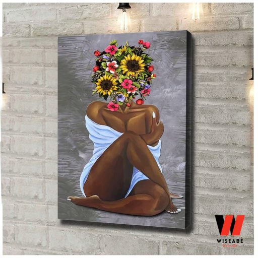 Flowers Pot Head Sexy African American Womens God Says You Are Strong Lovely Wall Art Poster, Gifts For Young Black Girl