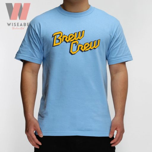 Cheap Milwaukee MLB Brew Crew Blue Brewers T Shirt