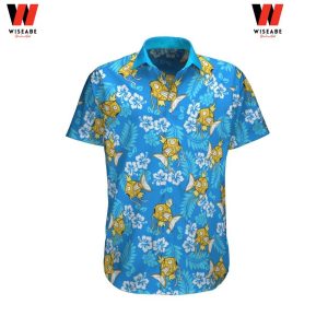 Cheap Tropical Flowers Blue Kasukarp Pokemon Hawaiian Shirt, Pokemon Button Up Shirt