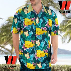 Cheap Pikachu Playing With Tropical Flowers Pokemon Hawaiian Shirt, Pikachu Shirt
