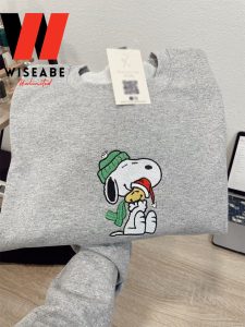 Embroidered Snoopy And Woodstock Peanuts Christmas Sweatshirt