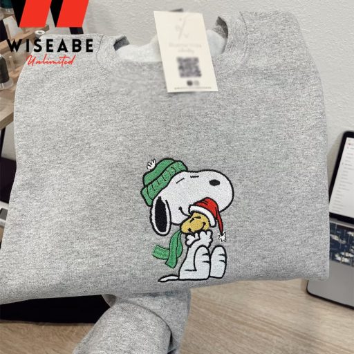 Embroidered Snoopy And Woodstock Peanuts Christmas Sweatshirt