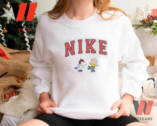 Embroidered Nike Logo Snoopy And Charlie Brown Christmas Sweatshirt