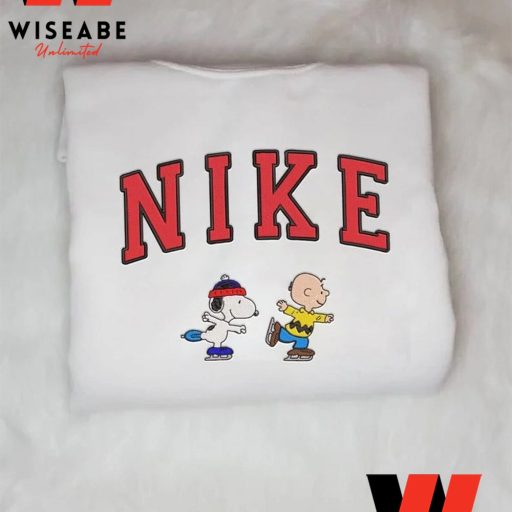 Embroidered Nike Logo Snoopy And Charlie Brown Christmas Sweatshirt