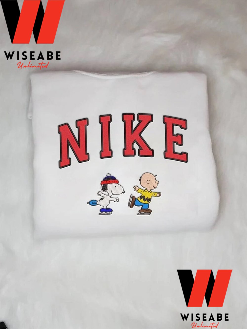 Embroidered Nike Logo Snoopy And Charlie Brown Christmas Sweatshirt