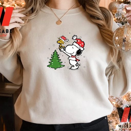 Cheap Xmas Tree Woodstock And Snoopy Christmas Sweatshirt