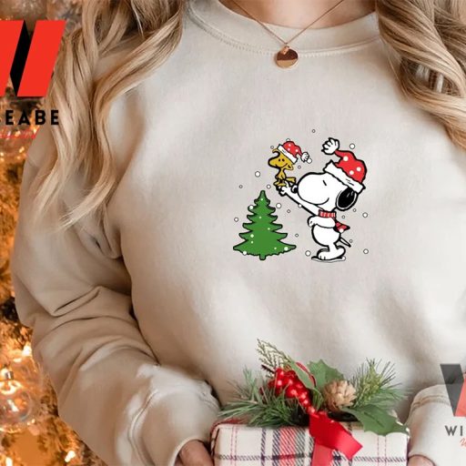 Cheap Xmas Tree Woodstock And Snoopy Christmas Sweatshirt