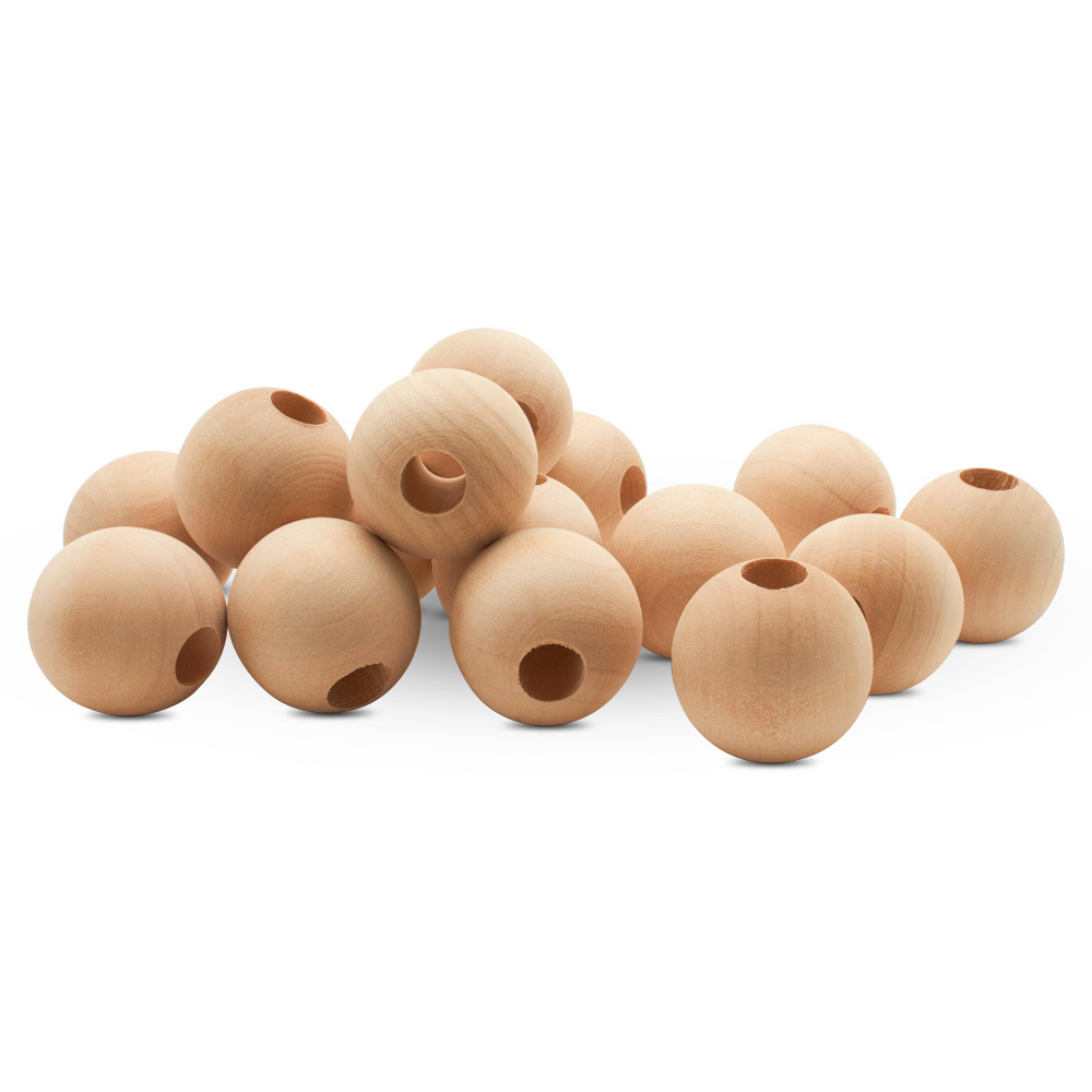 Round Wood Beads 1-1/8 inch with 3/8 inch Hole