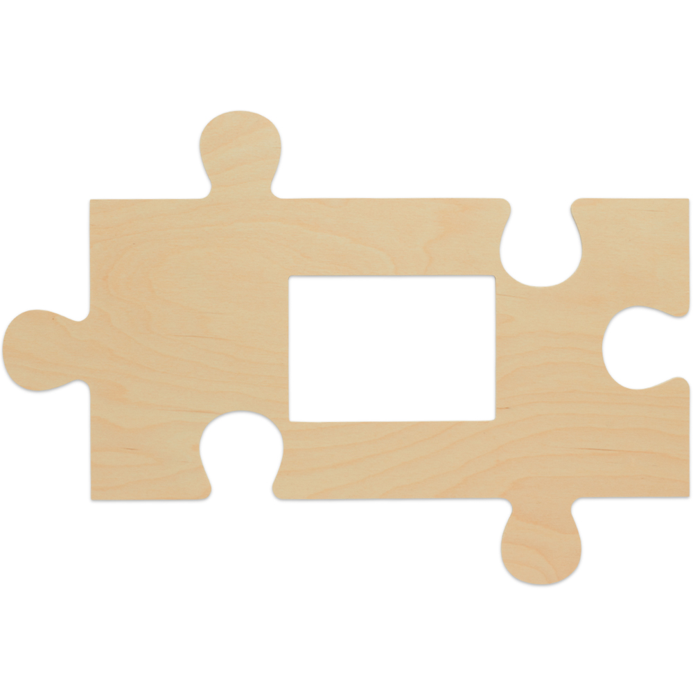 Wood Puzzle Piece Cutout, 12 inch, with 5×7 inch Photo Slot | Woodpeckers