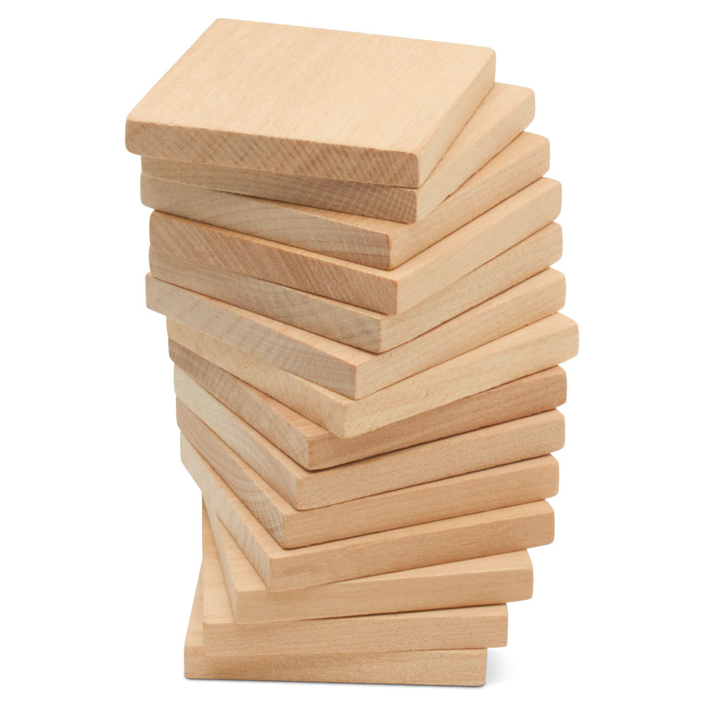 Wood Tiles, 2 x 2 Inch, Blank Wood Squares for Crafts| Woodpeckers