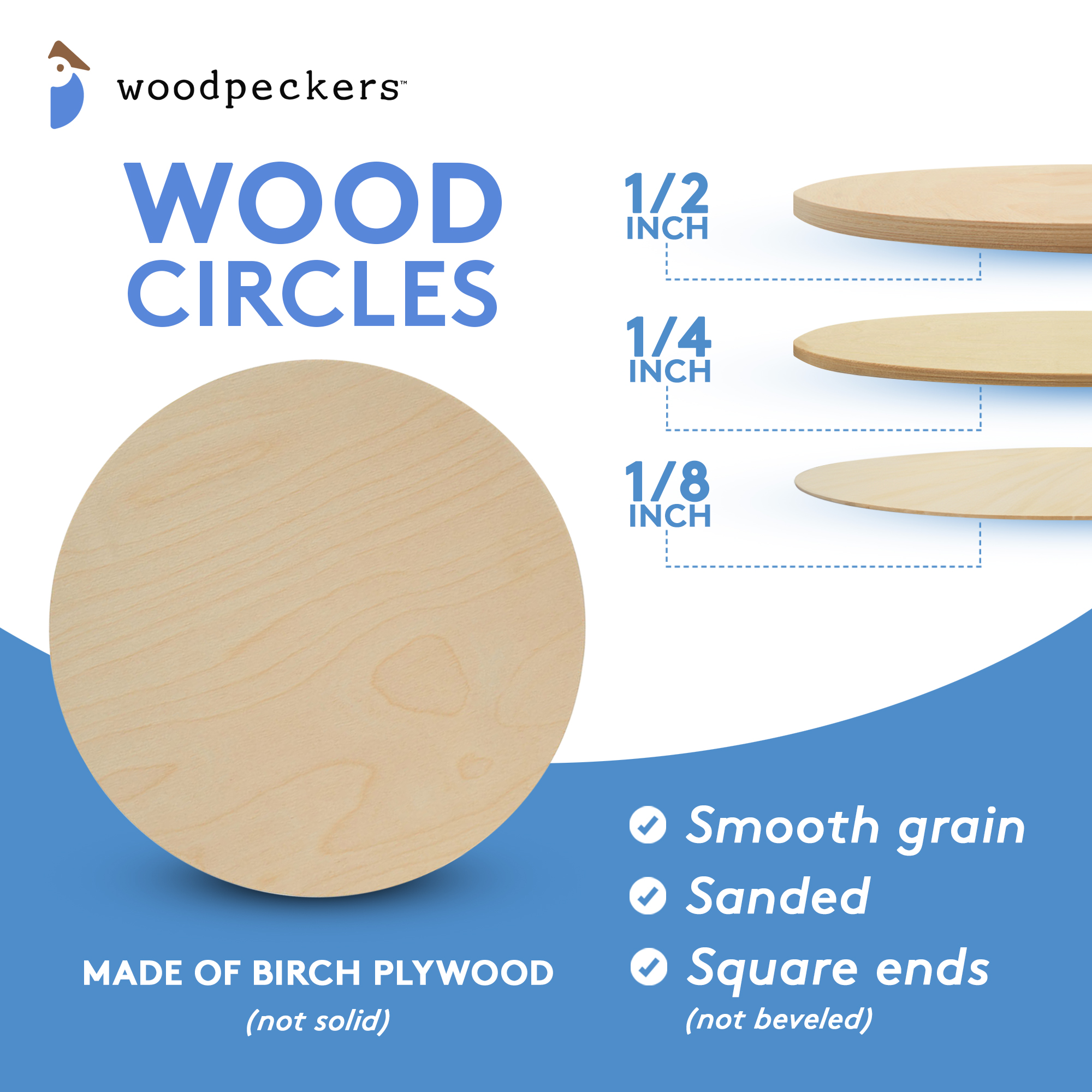 Oval Wood Coasters 5 inch, Pack of 2 Wooden Ornaments for Crafts, Unfinished Wood Crafts, Natural Wood Slices, by Woodpeckers