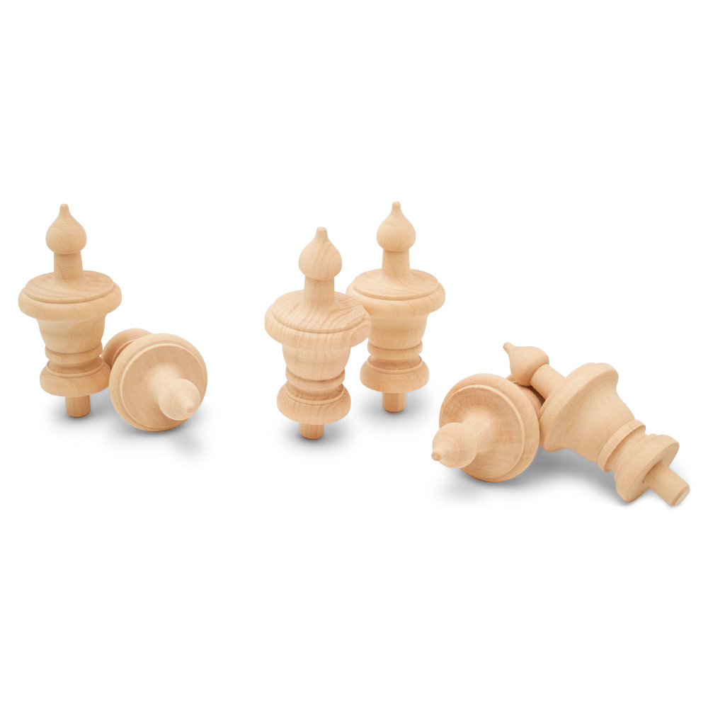 Wood Finials, 3-1/2 inch for Crafts, Bedposts, Flagpole, DIY Décor |Woodpeckers