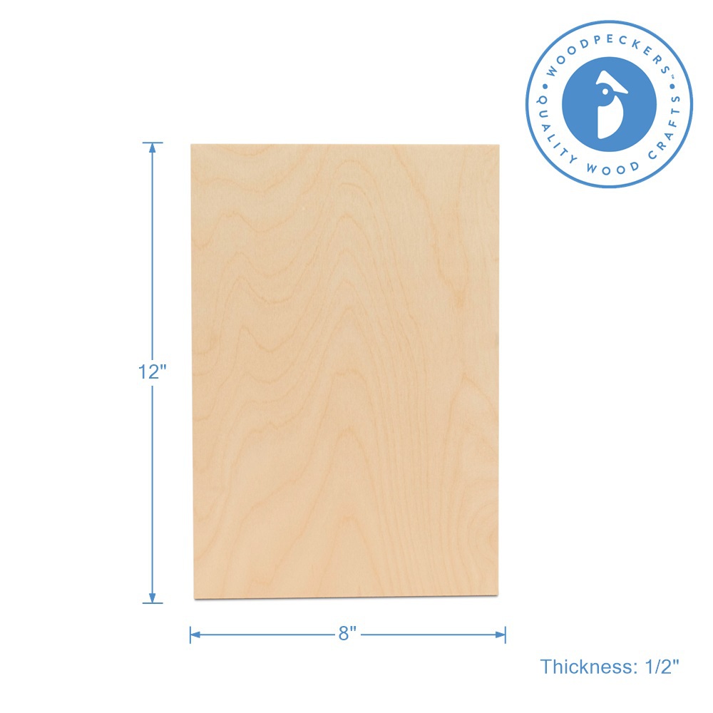 Baltic Birch Plywood, 8 x 8 Inch, B/BB Grade Sheets, 1/4 or 1/8 Inch Thick, Woodpeckers