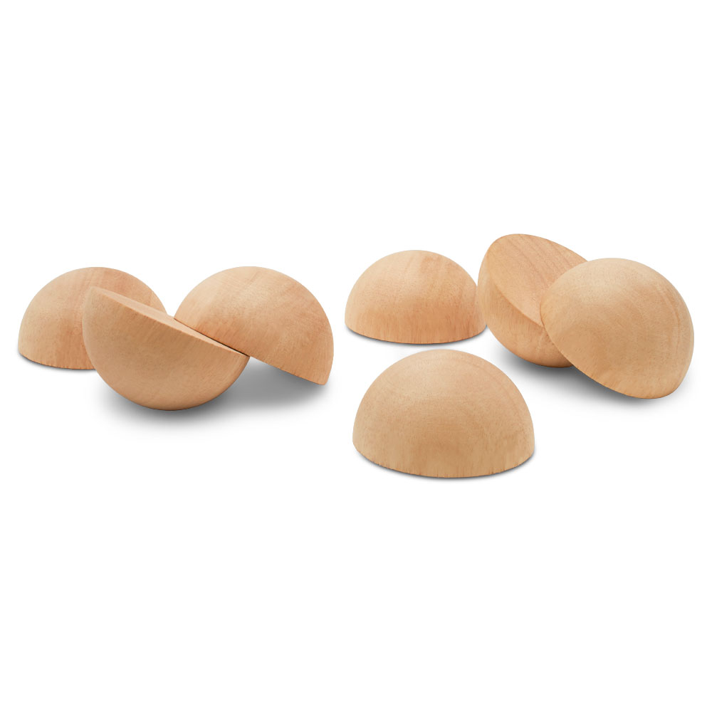 Wooden Split Balls 3 inch, Half Balls for Crafting and DIY Décor |Woodpeckers