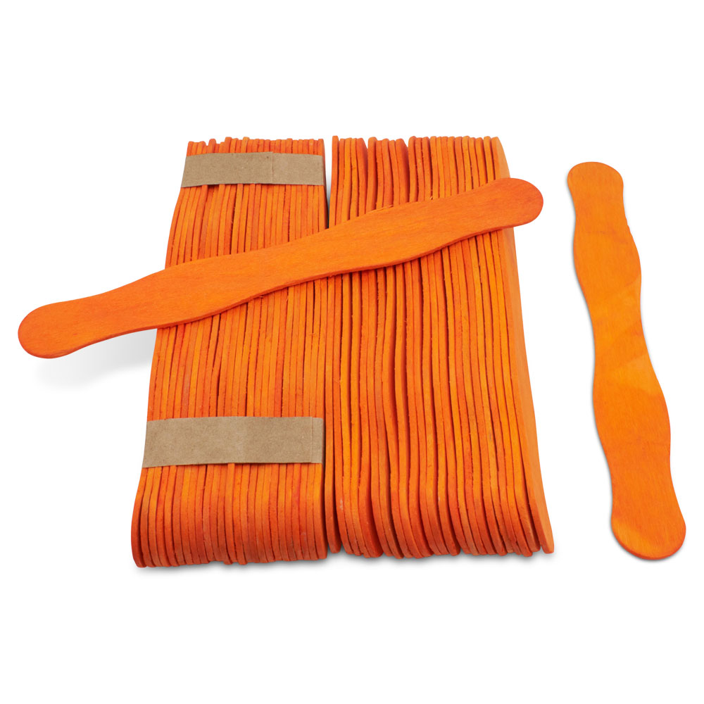 Orange Wood Fan Handles 8 inch for Wedding Program, Auction Paddles|Woodpeckers
