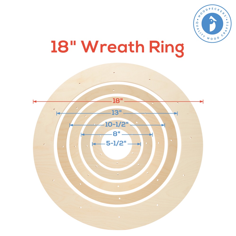 Extra-Large Wood Wreath Form 18, Wood Rings for Crafts & Door, Woodpeckers
