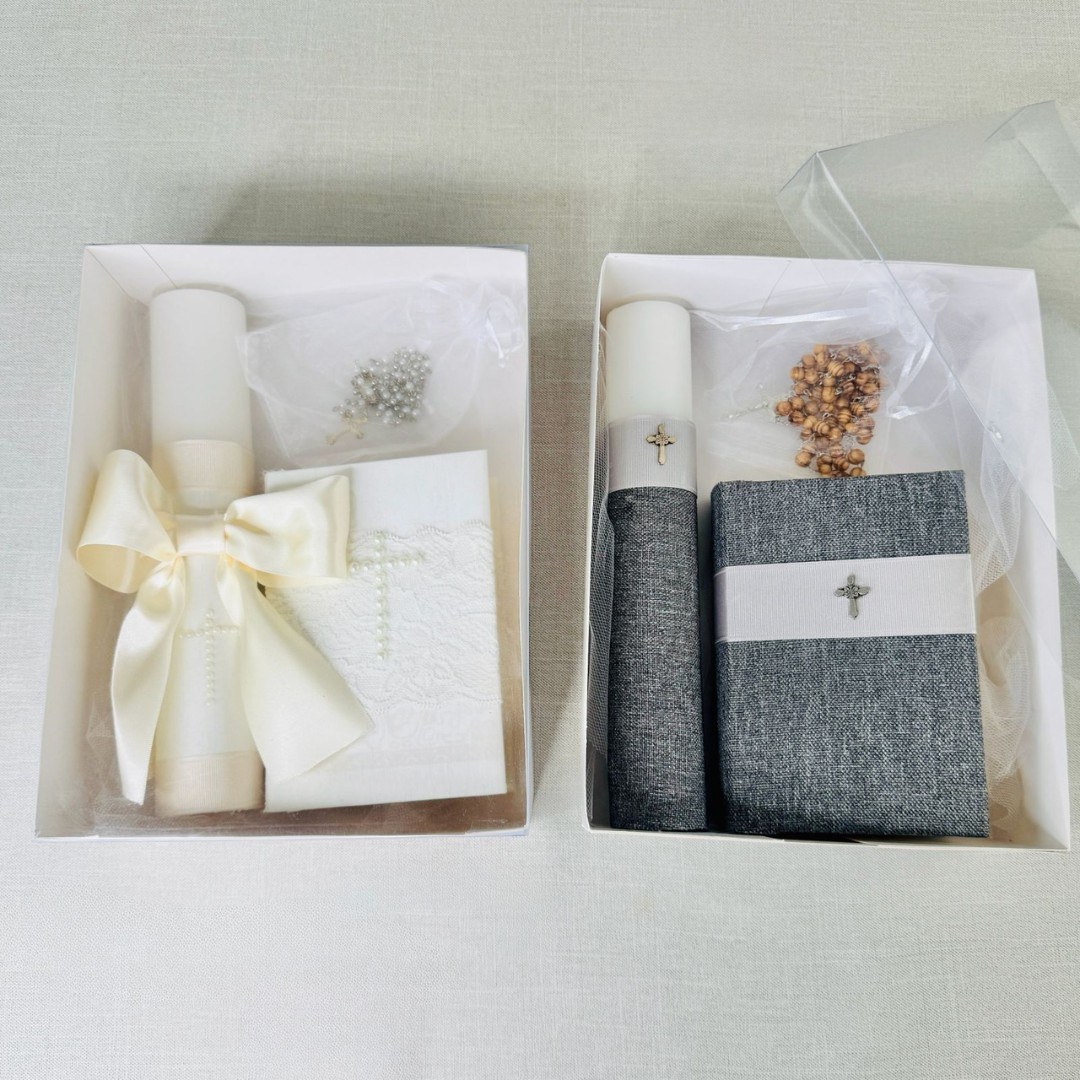 Kits de primera comunion en estuche con vela decorada misal y rosario