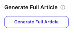 Advanced tab 'Generate Full Article' section with its purple Generate Full Article button.