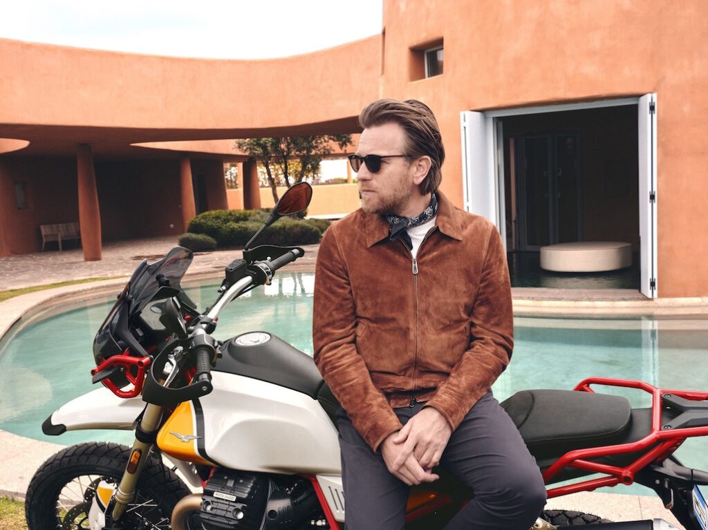 Ewan McGregor, back on a Moto Guzzi