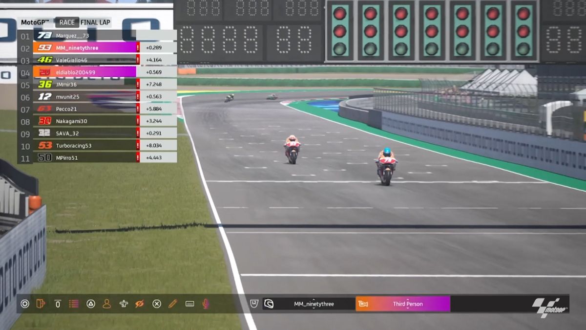 Alex Marquez beats Marc Marquez in last lap virtual fight at Misano