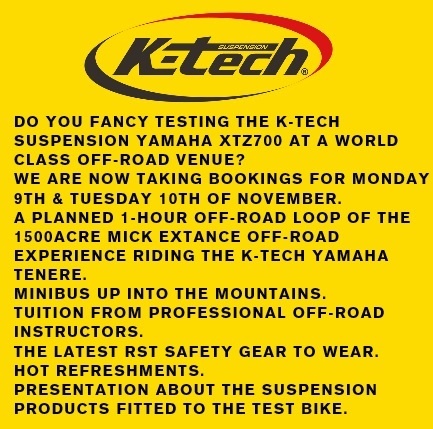 K tech Yamaha Tenere Adventure Bike Test Days At Mick Extance Off road Experience 03