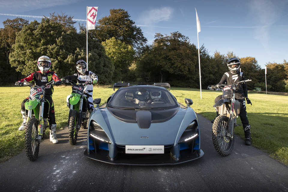 McLaren Senna takes on three motocross bikes in epic race up Goodwood Hill Climb