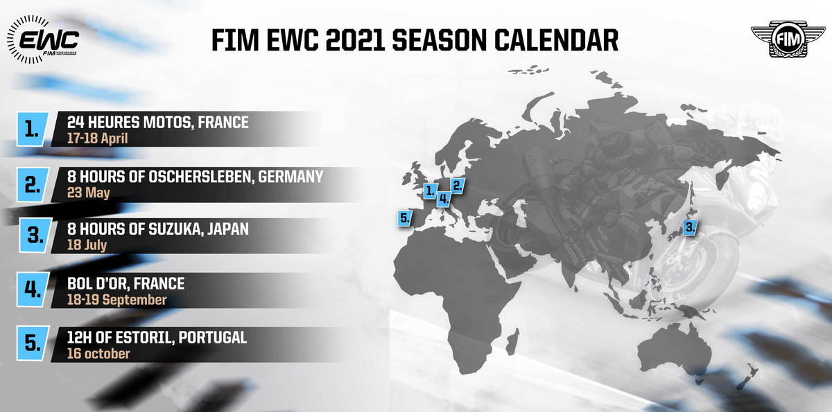 Five races in 2021 FIM EWC calendar