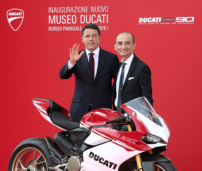 Italian Premier Matteo Renzi inaugurates the new Ducati Museum