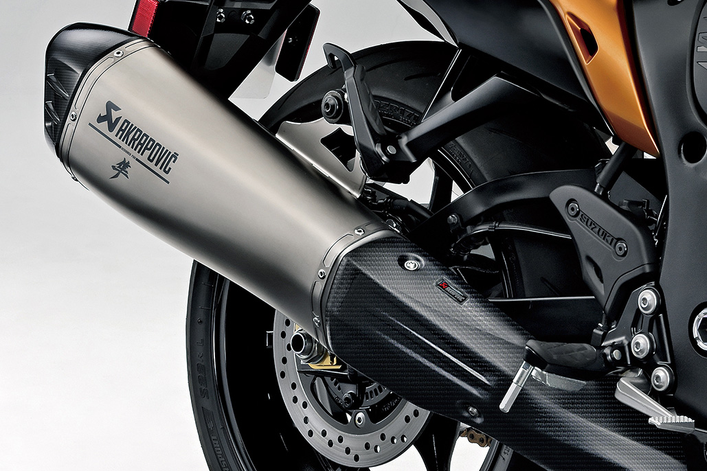 Akrapovic slip on silencers now available for new Hayabusa 01