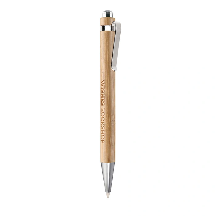 Esferográfica automática em bambu FSC® c/ acabamentos cromados